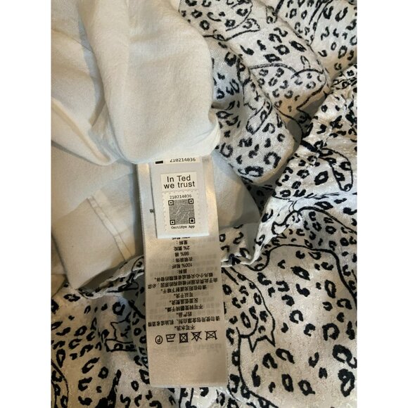 Ted Baker White Black Ruffle Collar Cat Print Oscala Dress, Size 2 TB | 6 US - Picture 12 of 12